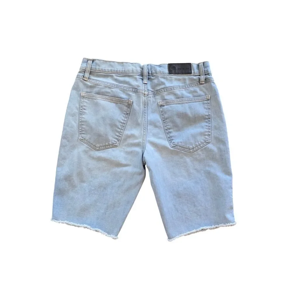Original Use Skinny Jean Shorts Size 30 Light Wash Raw Hem Stretch Denim Y2K